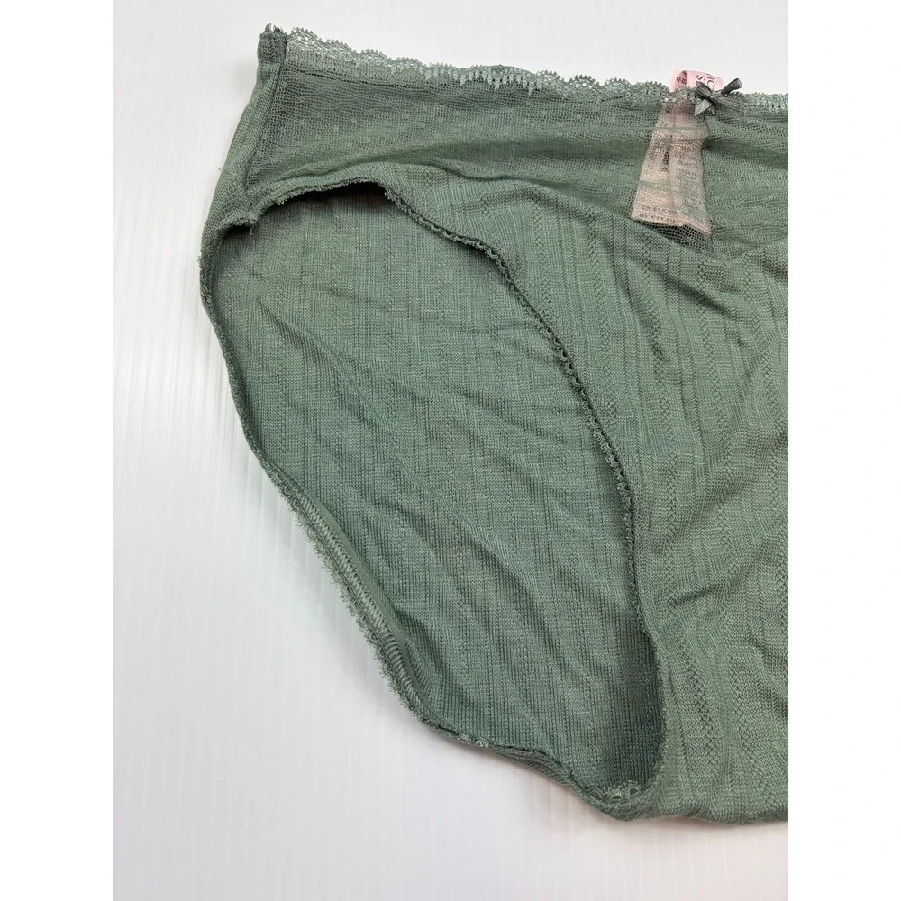 Victoria's Secret Med High-Leg Brief Panties 4 Pairs Sage Green Pointelle Lace
